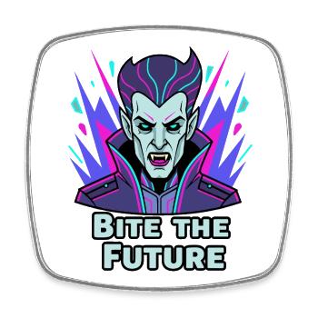 Bite the Future: Neon Vampire - Viereckiger Kühlschrankmagnet - Weiß - Vorne