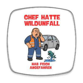 Autounfall Chef Cartoon Rettungsszene - Square fridge magnet - white - Front