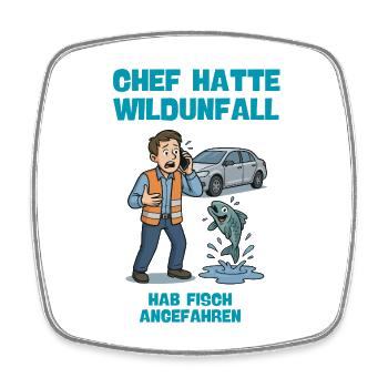 Chef Hatte Wildunfall Fisch Illustration  - Viereckiger Kühlschrankmagnet - Weiß - Vorne