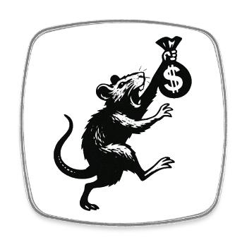 Ratte mit Geldsack im Banksy-Style - Viereckiger Kühlschrankmagnet - Weiß - Vorne