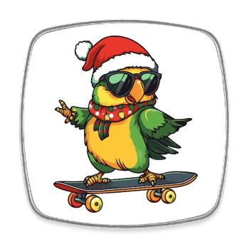 Papagai Weihnachten Lustig - Viereckiger Kühlschrankmagnet - Weiß - Vorne