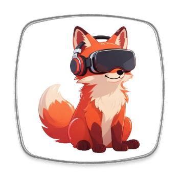 Süßer Fuchs Cartoon Gamer Virtual Reality Zocker - Viereckiger Kühlschrankmagnet - Weiß - Vorne
