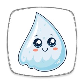 Smiling Blue Kawaii Drop - Square fridge magnet - white - Front
