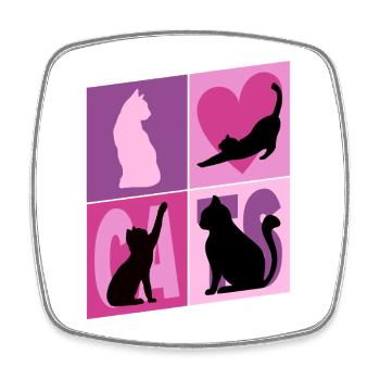 Katze Kätzchen Kater Kitten Mieze Silhouette Kunst - Viereckiger Kühlschrankmagnet - Weiß - Vorne