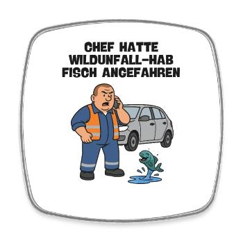 Chef Wildunfall mit Fisch - Viereckiger Kühlschrankmagnet - Weiß - Vorne