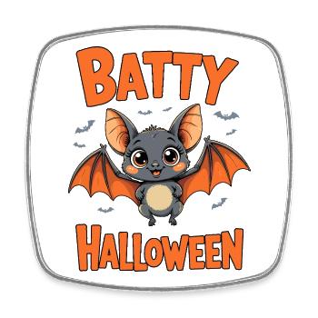 Bat Halloween Batty Halloween Funny Cute - Square fridge magnet - white - Front