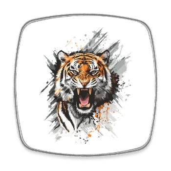 Tiger Head Predator Nature Wilderness Splash - Square fridge magnet - white - Front