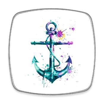 anchor ship sailing ship art sailor seaman - Square fridge magnet - white - Front
