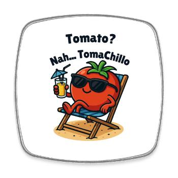 Tomate Chillen am Strand Illustrationen  - Viereckiger Kühlschrankmagnet - Weiß - Vorne