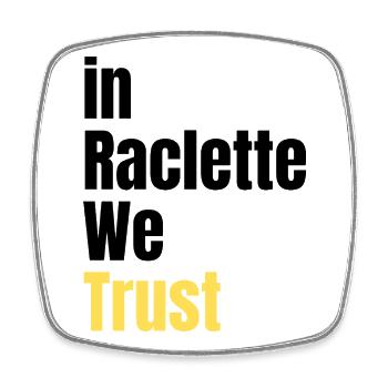 In Raclette We Trust Humor Käse - Viereckiger Kühlschrankmagnet - Weiß - Vorne