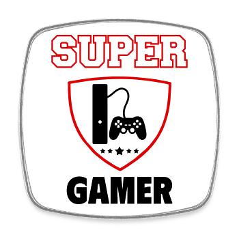 Super gamer, father's day, christmas - Square fridge magnet - white - Front