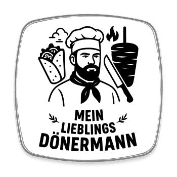 Lieblings Dönermann - Viereckiger Kühlschrankmagnet - Weiß - Vorne