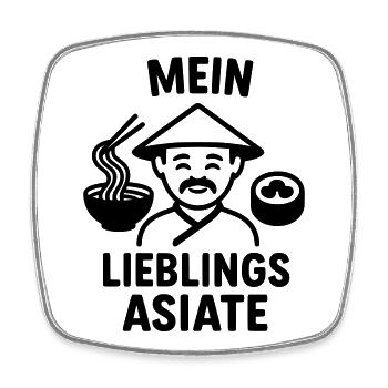 Plat asiatique préféré - Magnet carré - blanc - Devant