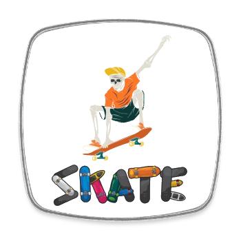 Skull Skater Vintage Farben Retro Graphic  - Viereckiger Kühlschrankmagnet - Weiß - Vorne