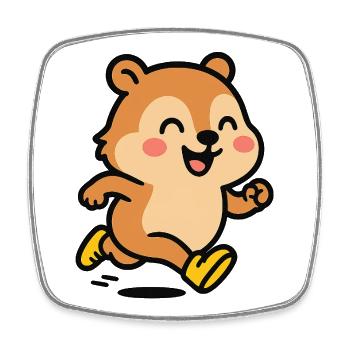 Hamster joyeux en cavale - Magnet carré - blanc - Devant