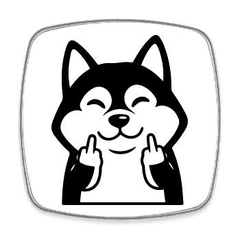 Frecher Husky zeigt Mittelfinger – Lustiger Comic - Viereckiger Kühlschrankmagnet - Weiß - Vorne
