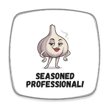 Garlic Lady - Confident Caricature - Square fridge magnet - white - Front