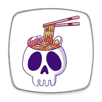 Totenkopf- und Ramen-Nudeln - Viereckiger Kühlschrankmagnet - Weiß - Vorne