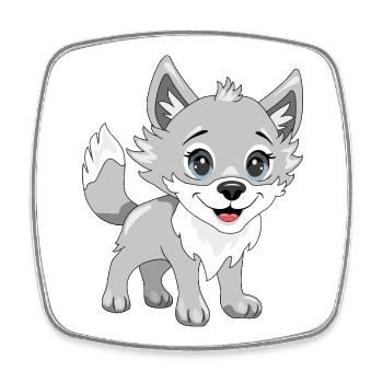 Mignon bébé loup souriant - Magnet carré - blanc - Devant