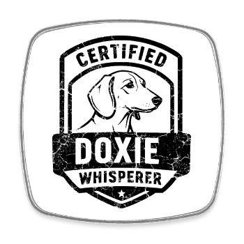 Dachshund Hoodie Merch, Dog Fans and Dachshund Breeders - Square fridge magnet - white - Front