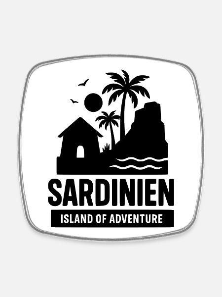 Points de repère de la Sardaigne - Magnet carré - blanc