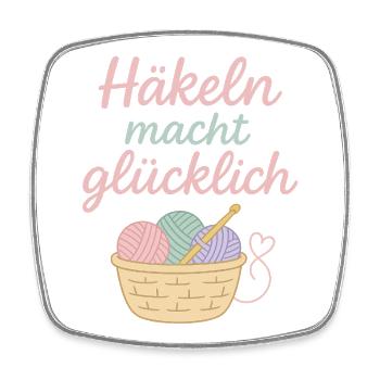 Le crochet rend heureux - Magnet carré - blanc - Devant