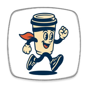 Running Coffee Cup Mascot - Square fridge magnet - white - Front