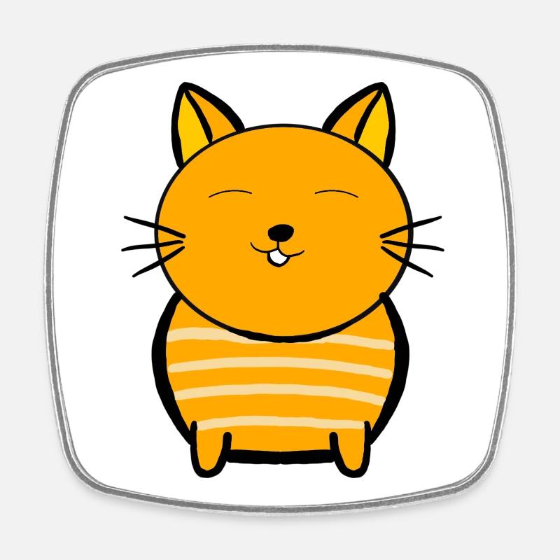 Cheerful orange cat with stripes - Square fridge magnet - white