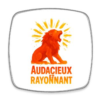Signe astrologique du Lion - Astrologie - Magnet carré - blanc - Devant