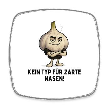 Garlic - Not a Type for Tender Noses Cartoon - Square fridge magnet - white - Front