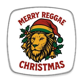 MERRY REGGAE CHRISTMAS Lion Rastafari - Square fridge magnet - white - Front