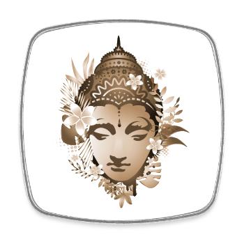 Harmonischer Buddha mit floralen Ornamenten  - Viereckiger Kühlschrankmagnet - Weiß - Vorne