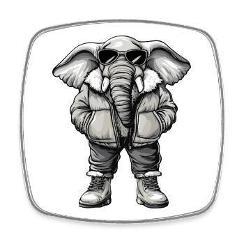Éléphant Hiver frais - Magnet carré - blanc - Devant