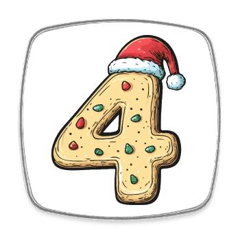 4 Number Cookie Christmas - Square fridge magnet - white - Front