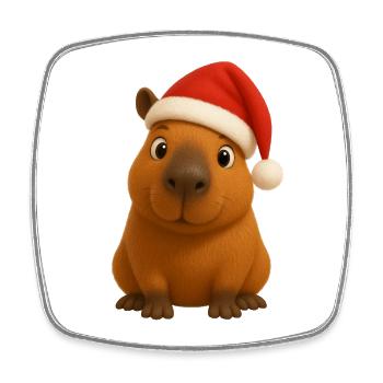 Noël de Capybara - Magnet carré - blanc - Devant
