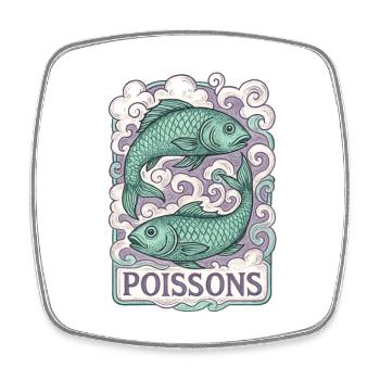 Signe astrologique du Poissons - Astrologie - Magnet carré - blanc - Devant