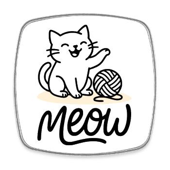 Meow Katze - Viereckiger Kühlschrankmagnet - Weiß - Vorne