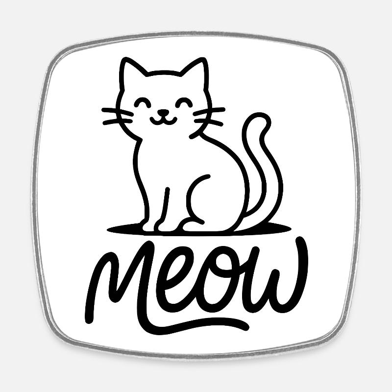 Miaou Chat - Magnet carré - blanc