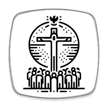 Das Kreuz zieht alle an - Viereckiger Kühlschrankmagnet - Weiß - Vorne