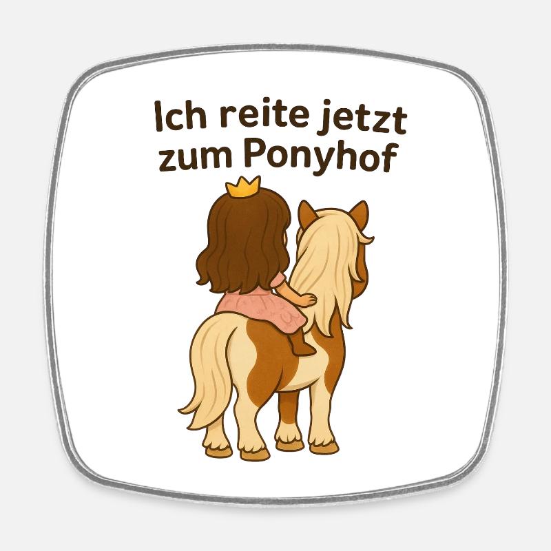 Ponyhof - Magnet carré - blanc