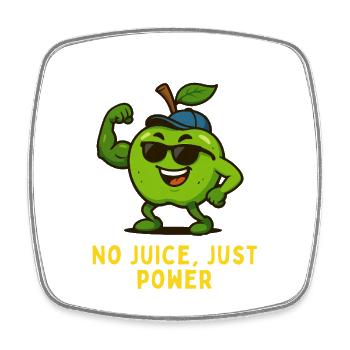 Pomme avec des muscles - Pas de jus, juste de la puissance - Magnet carré - blanc - Devant
