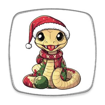 Schlange Kobra Weihnachten - Viereckiger Kühlschrankmagnet - Weiß - Vorne