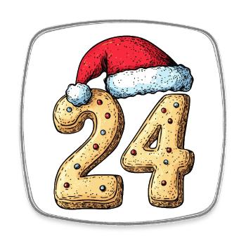 24 Number Cookie Christmas - Square fridge magnet - white - Front