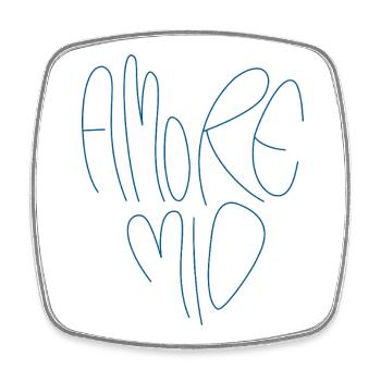 Amore Mio Lettering - Square fridge magnet - white - Front