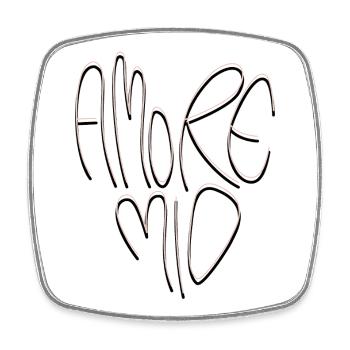 Amore Mio Lettering - Square fridge magnet - white - Front