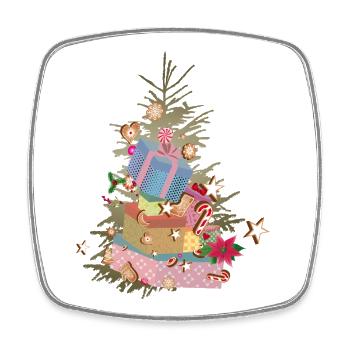 Weihnachtsbaum mit Geschenken und Lebkuchen - Viereckiger Kühlschrankmagnet - Weiß - Vorne