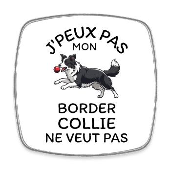 Puppy Border Collie Ball - Square fridge magnet - white - Front