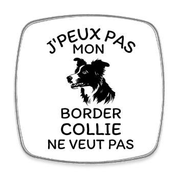 Ich mag dich, aber ich bevorzuge meine Border Colli - Viereckiger Kühlschrankmagnet - Weiß - Vorne