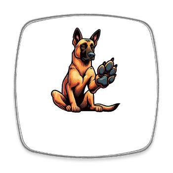 Talk to the Paw Malinois Belgian Shepherd - Square fridge magnet - white - Front