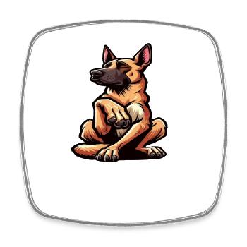 Talk to the Paw Malinois Belgian Shepherd - Square fridge magnet - white - Front